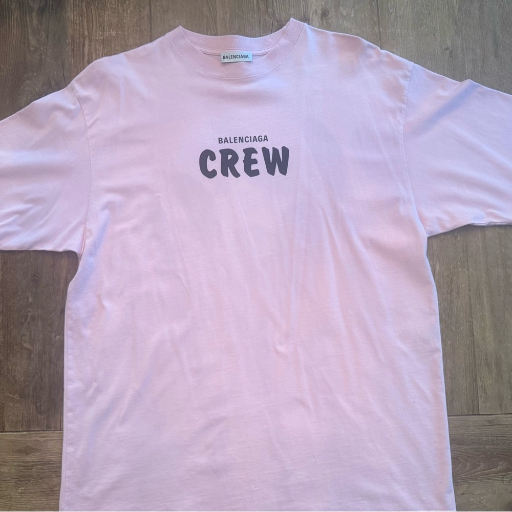 Balenciaga Bubblegum Pink oversized “CREW' Short-Sleeve Logo Tee
